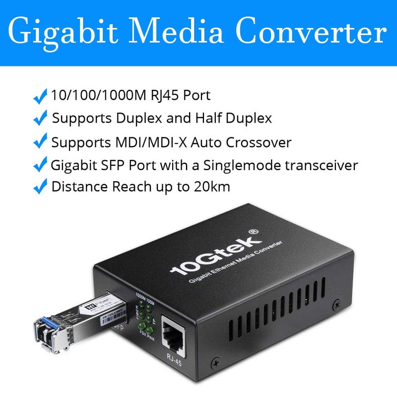 HYFIBER A Pair of Gigabit Multi-Mode LC Fiber Media Converter, with 2 Pcs SFP SX Modules, Fiber to Ethernet Converter, 1000Base-SX to 10/100/1000M RJ45, MMF, 850nm, up to 550m - Image 2